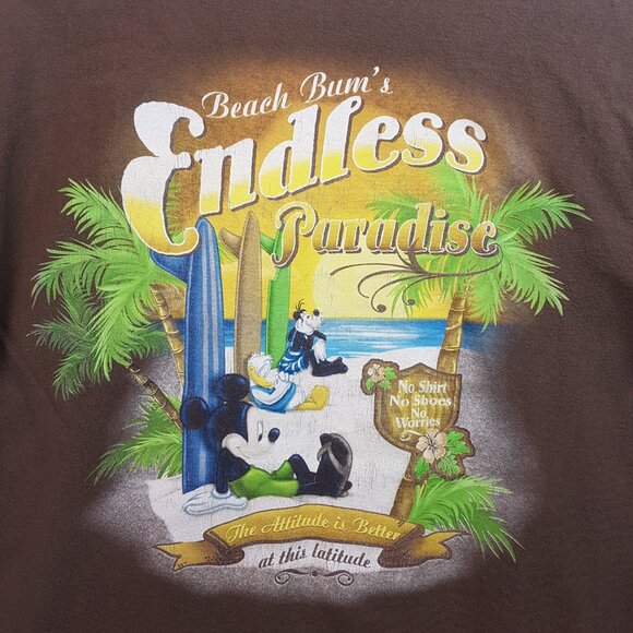 Vintage DISNEY Tee Shirt Large US L Beach Bum's Endless Paradise California - Picture 11 of 16